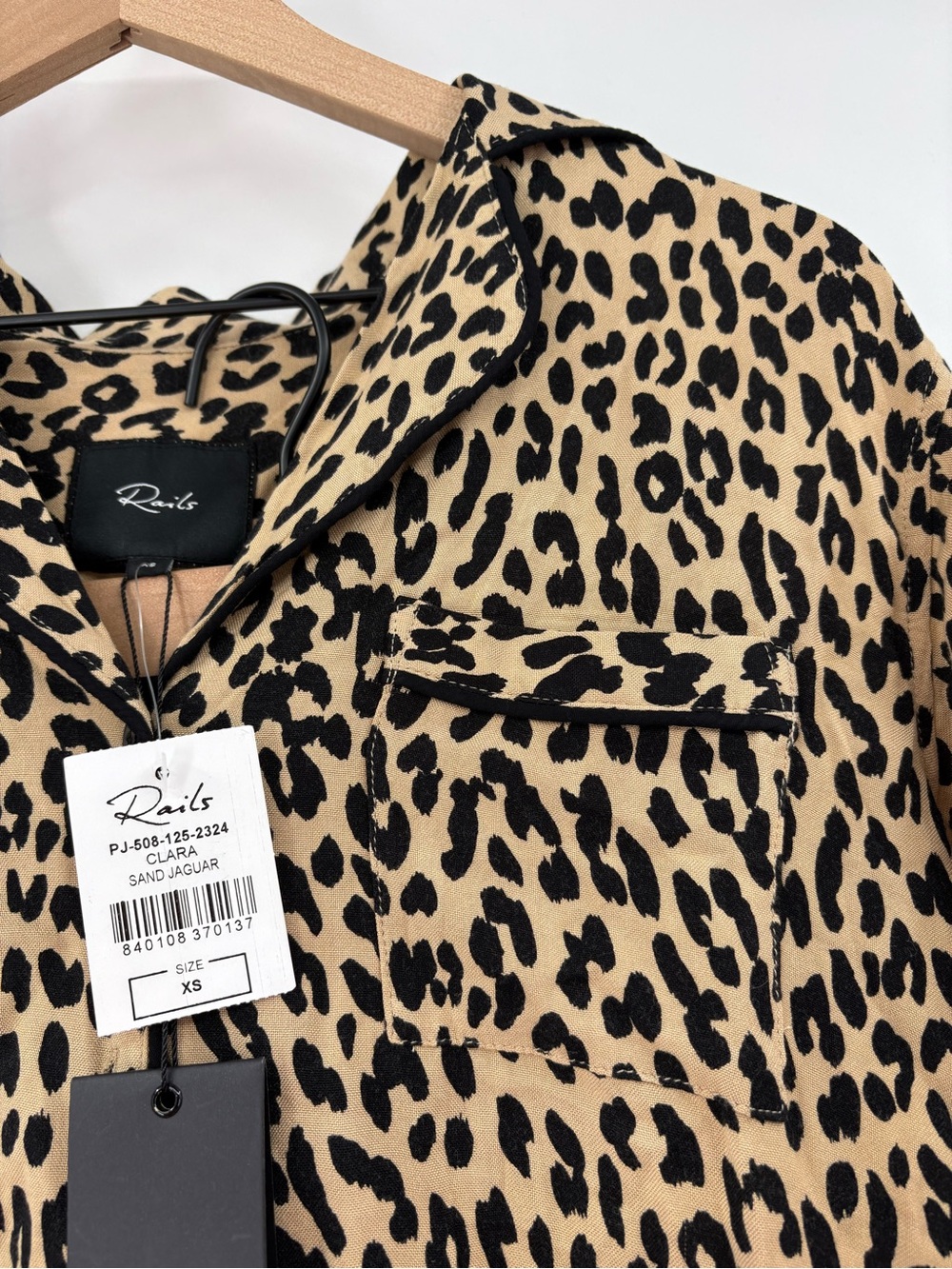 NWT Rails Clara Pajama Set XS Sand Jaguar Leopard Animal Print Rayon Lounge - Picture 10 of 16